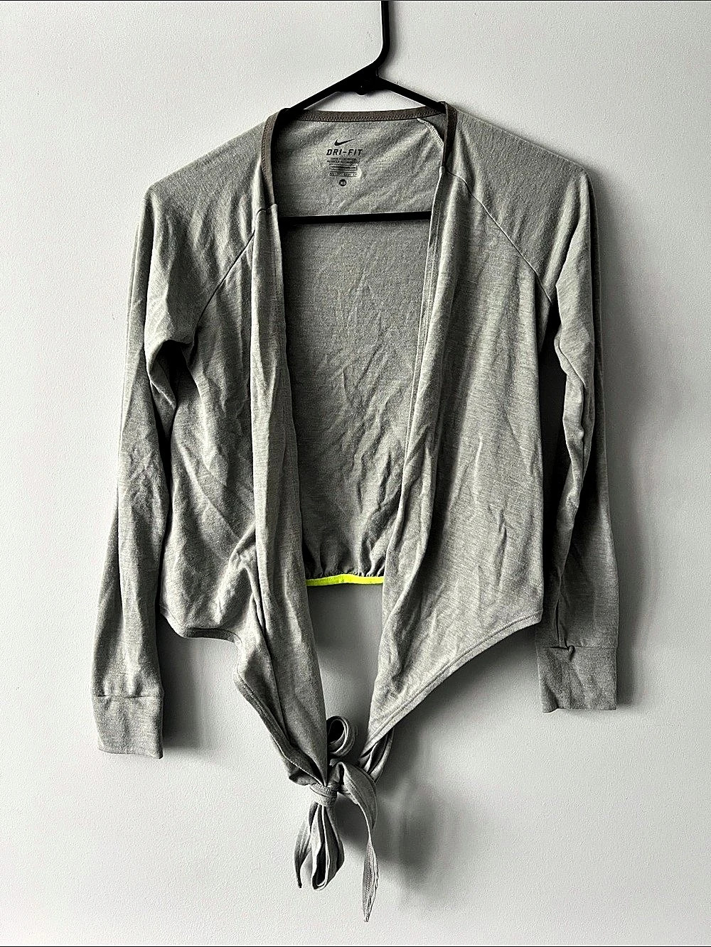 Nike One Relaxed Dri-FIT Wrap Top Gray Medium